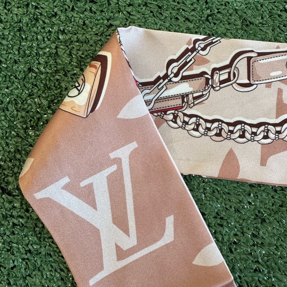 Louis Vuitton Monogram Confidential Silk Bandeau Scarf - Tan/Brown - Picture 6 of 6